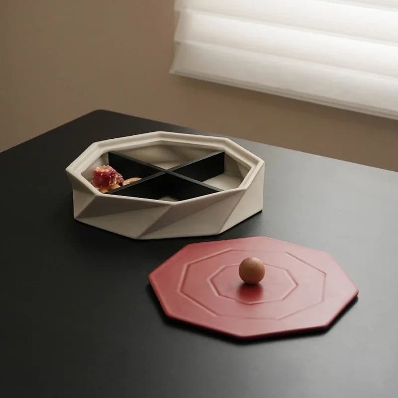 Piatto per frutta secca in stile medievale Sigongge, in ceramica, dal design artistico, lussuoso e raffinato, piatto diviso per snack, ideale per inaugurare la casa o per il Capodanno.