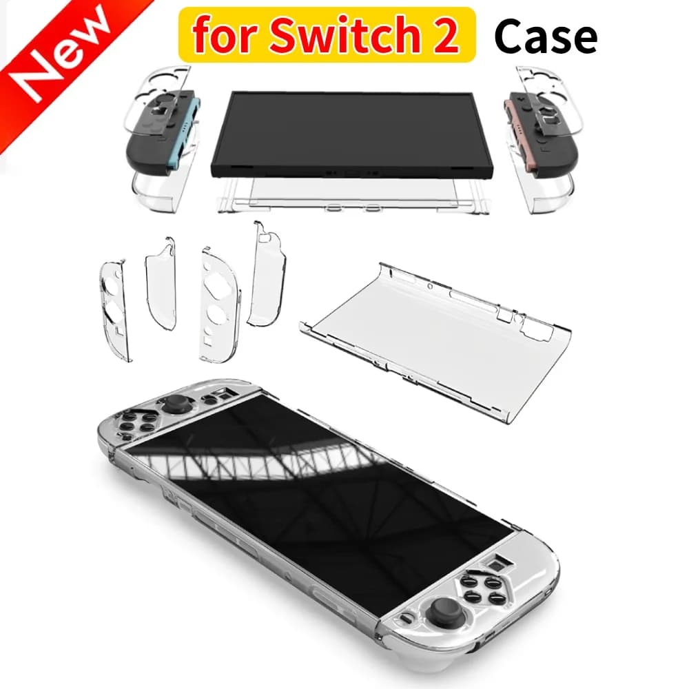 Custodia in cristallo per Switch 2 Custodia protettiva per PC staccabile Custodia protettiva antiurto Pelle antigraffio Accessori per giochi antigoccia