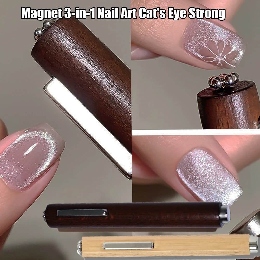 Penna magnetica gel per occhi di gatto forte professionale 3IN1 Penna magnetica per unghie con effetto linea laser magnetica multifunzionale francese/fiori