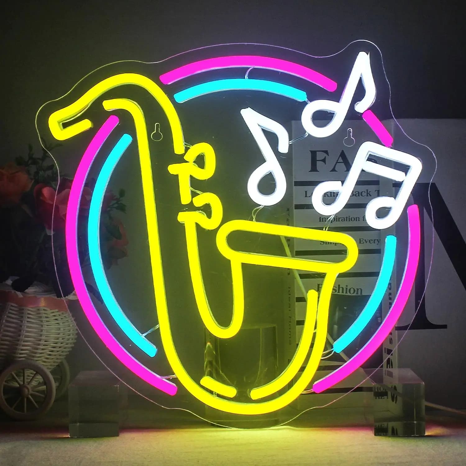 LED neon light Sign Saxophone Neon Sign USB Powered Color Lighting Sign Dimmable for Bedrooms Music Scenes Recording Studios Bar