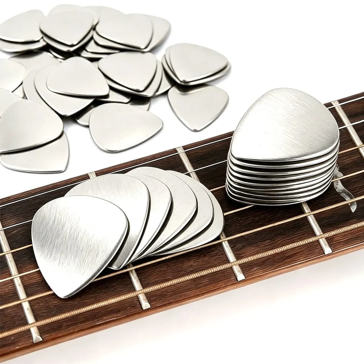 12 plettri per chitarra in acciaio inossidabile da 0,3 mm - Plettri in metallo resistenti per chitarra acustica/elettrica, ukulele e basso, ZSY