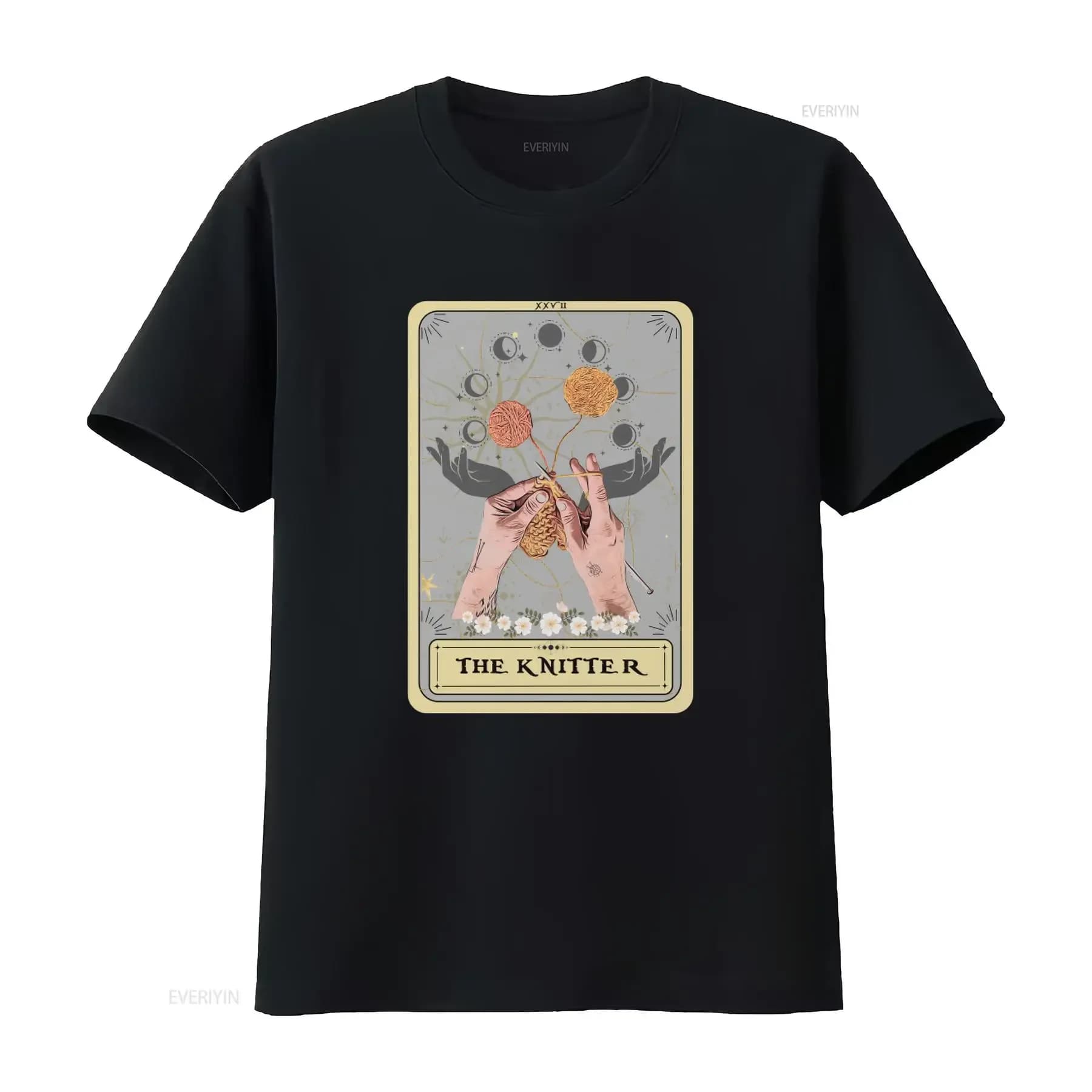 T-shirt Knitter con stampa Tarot Card Knitters Pride, design unico, casual, vintage, effetto lavato, grafica uomo, abbigliamento di design elegante