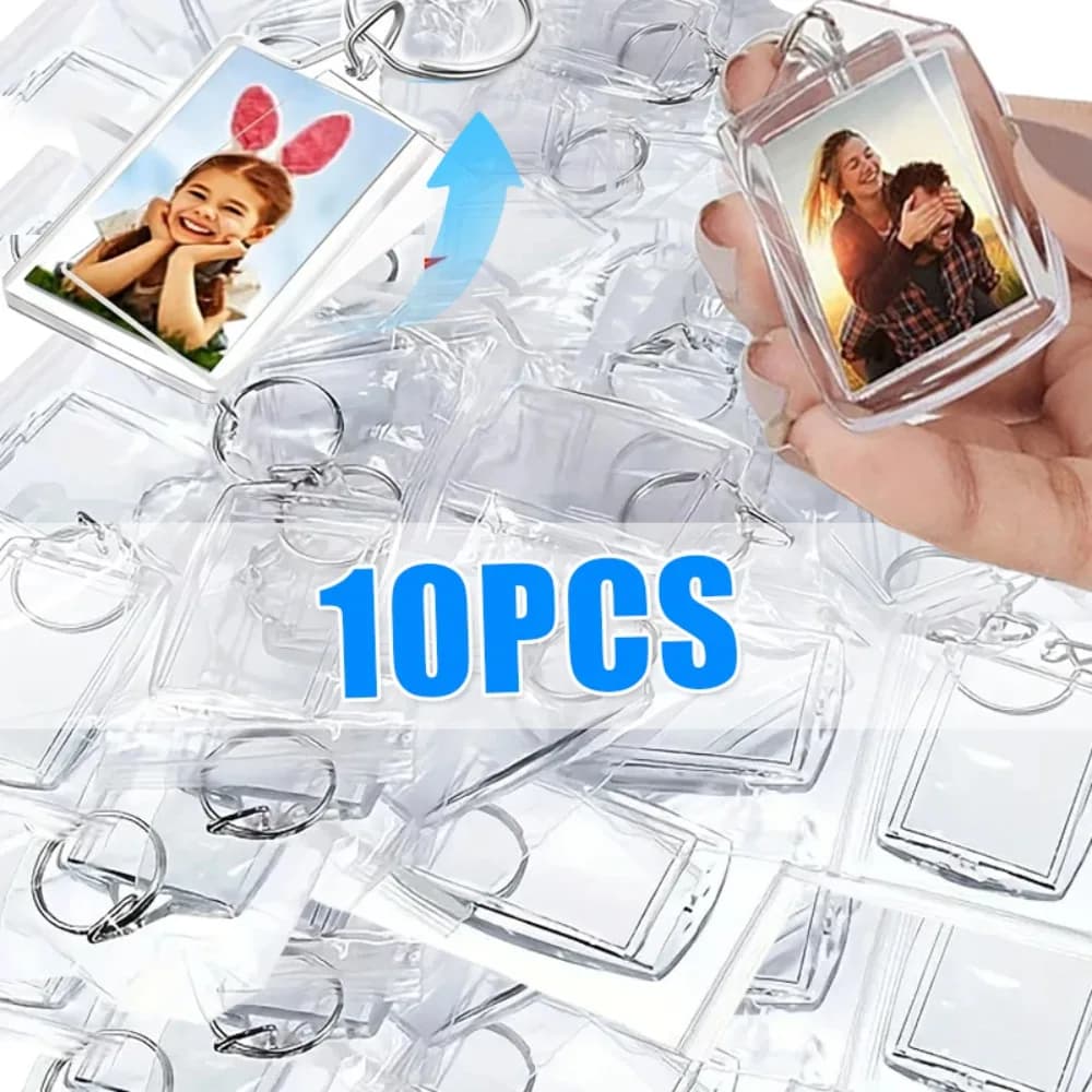 1/10pcs Cornice per foto trasparente Portachiavi Nappe Snap-In Inserto personalizzato Foto Acrilico Portachiavi vuoto Foto Pendenti Porta carte fai da te