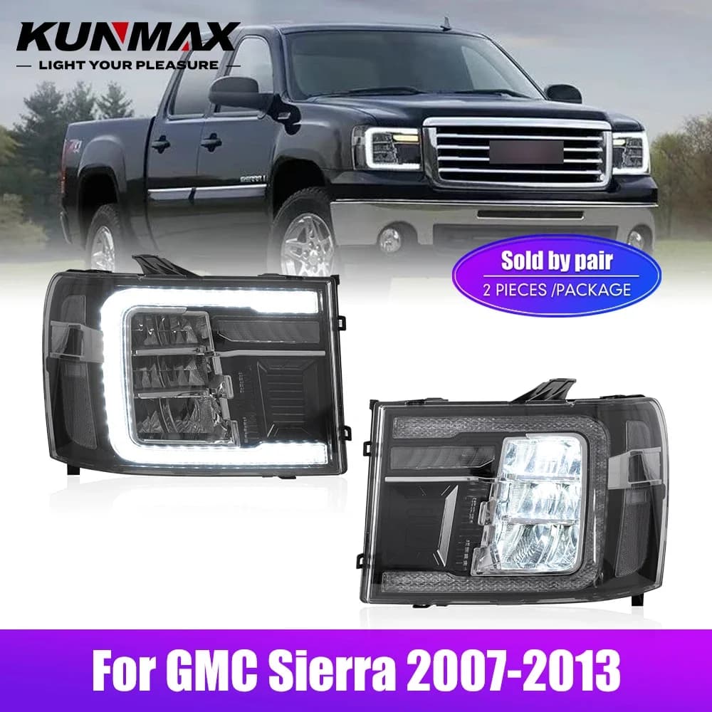 Pair of LED car headlights for GMC Sierra 2007-2013 Fari DRL Tuning signal Plug And Play Front lamp