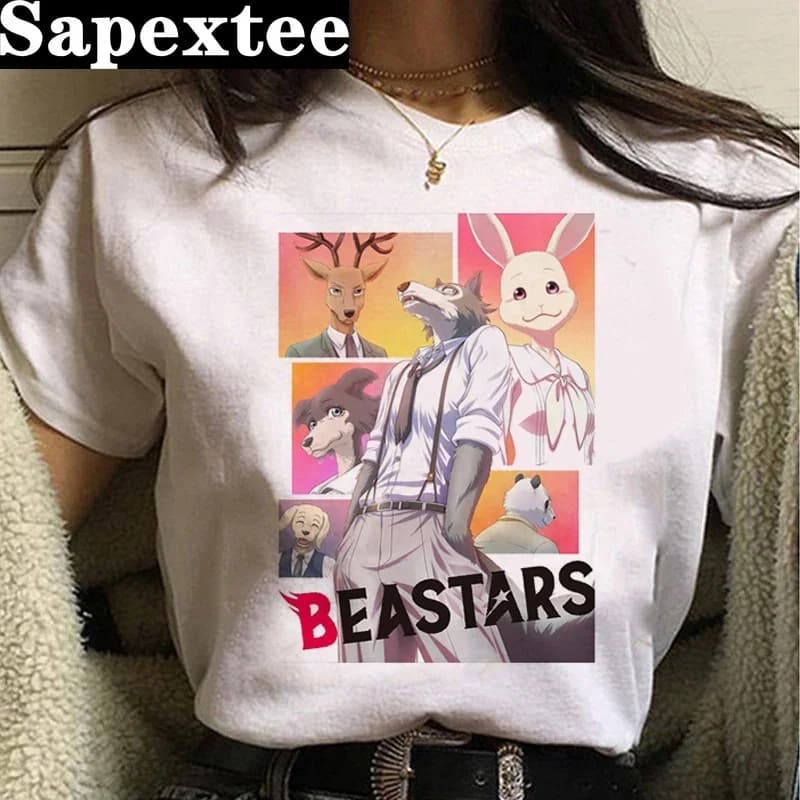 Nuovo Anime giapponese Beastars T Shirt da uomo Kawaii Cartoon Legoshi Graphic Tees Harajuku Unisex Top Tshirt Casual Streetwear Maschile