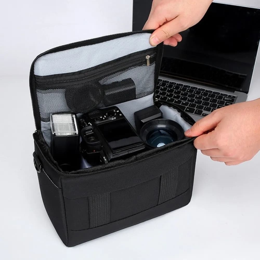 Borsa Multifunzionale per Fotocamera DSLR Digitale, Resistente all'Usura e Impermeabile, con Divisori Imbottiti e Custodia Durevole per Obiettivi