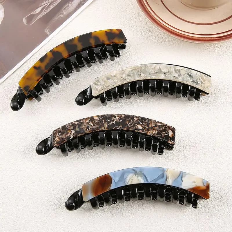 Clip a banana in vetro acetato da 1/4 pezzi, clip per coda di cavallo, clip verticale, clip per l'attaccatura dei capelli da donna, accessorio per capelli