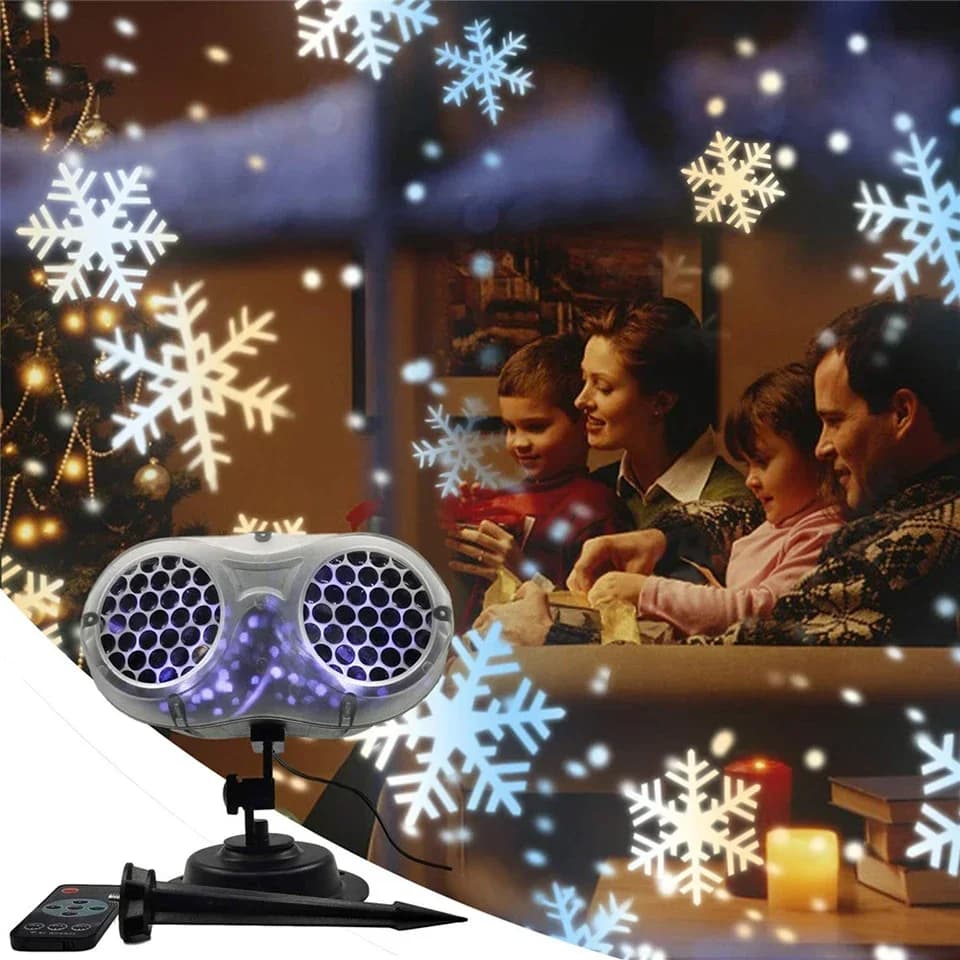 Proiettore di nevicate di Natale Lampada per proiezione di fiocchi di neve a LED dinamica a doppia testa per esterni per il nuovo anno 2024