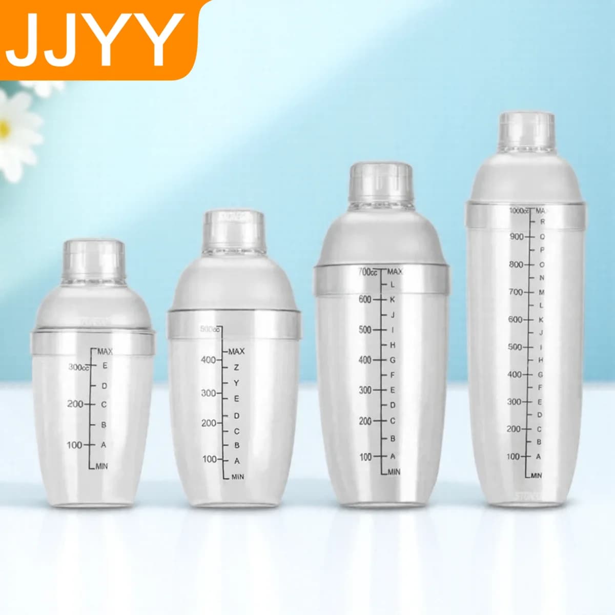 Shaker per Cocktail Portatile in Plastica con Scala Graduata per Bar Domestico - Miscelatore Trasparente per Bevande, Strumento da Barman