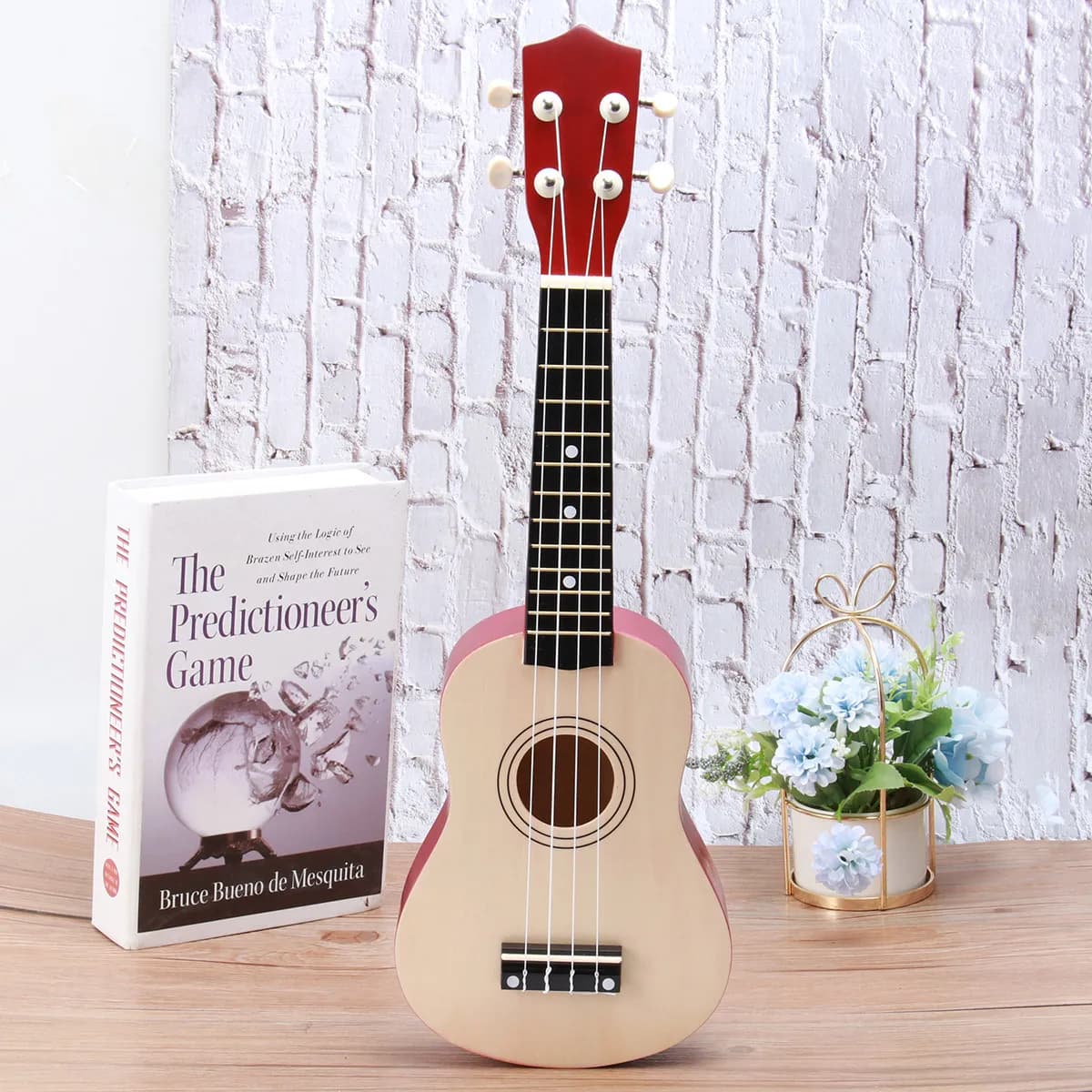 Ukulele da 21 Pollici, Design Simulato di Chitarra, Strumento Musicale Educativo per Bambini, Stile Vintage, Chitarra Acustica per l'Apprendimento Precoce