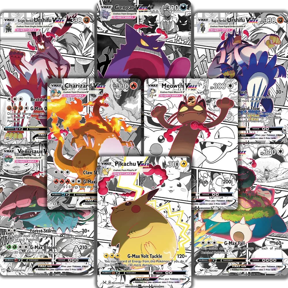 New Batch C Set, PTCG PKM Card Manga Vmax Series Custom Card Collectible Anime Game Cards with Foil texture - Relic Hunters TCG