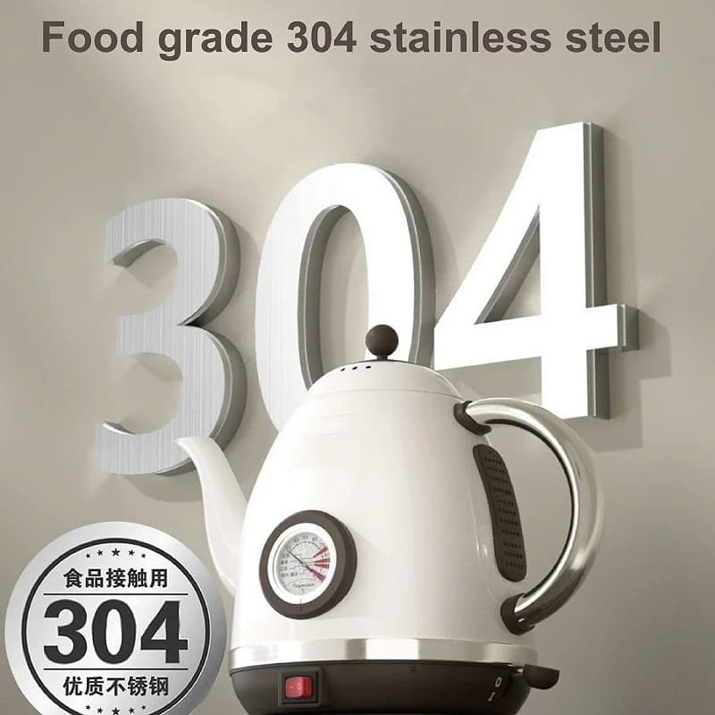 1.5L Retro Electric Kettle With Temperature Display Home 304 Stainless Steel Kettle Teapot Automatic Thermos Kettle 1500W