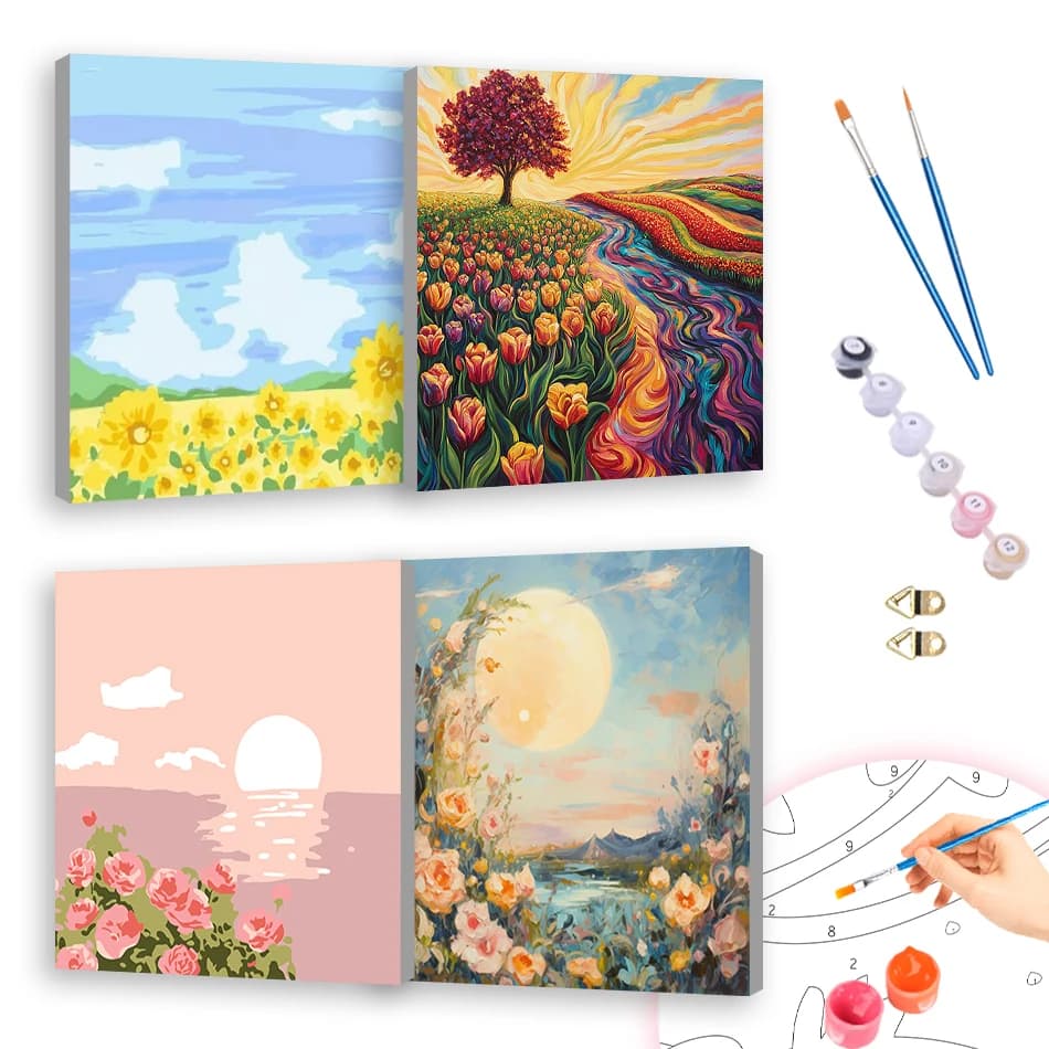 RUOPOTY Painting Paints By Numbers Flowers scenery Handmade 20X20cm ready Frame Oil On Canvas Drawing By Numbers Home Decoration