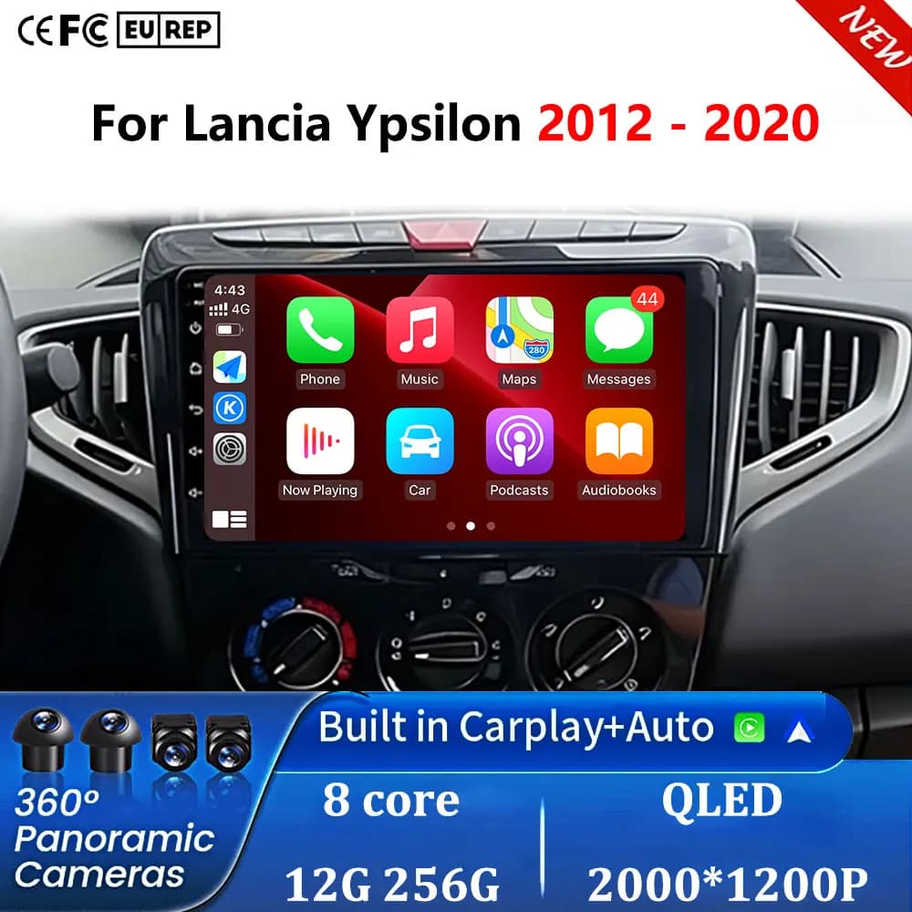 Android 16 For Lancia Ypsilon 2012 - 2020 Car Radio Multimedia Player GPS Navigation Carplay Touch Screen Autoradio Wifi BT DSP