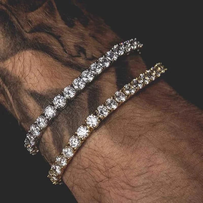 Hiphop Tennis Homme Iced Out 3/4/5mm Cubic Zirconia Mens Crystal Chain on Hand Hip-Hop Streetwear Male Jewelry H086