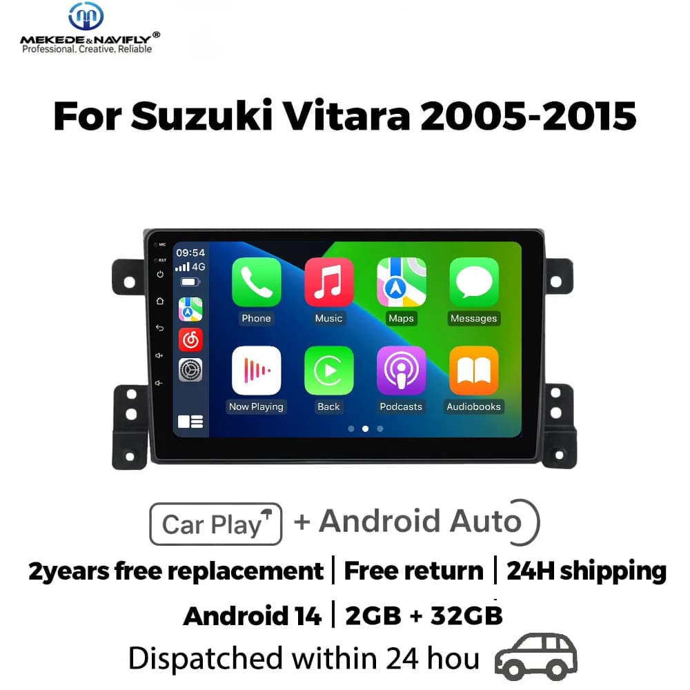 Sistema audio intelligente per auto MEKEDE&NAVIFLY Android 14, autoradio per Suzuki Grand Vitara 3 2005-2015, lettore multimediale Carplay