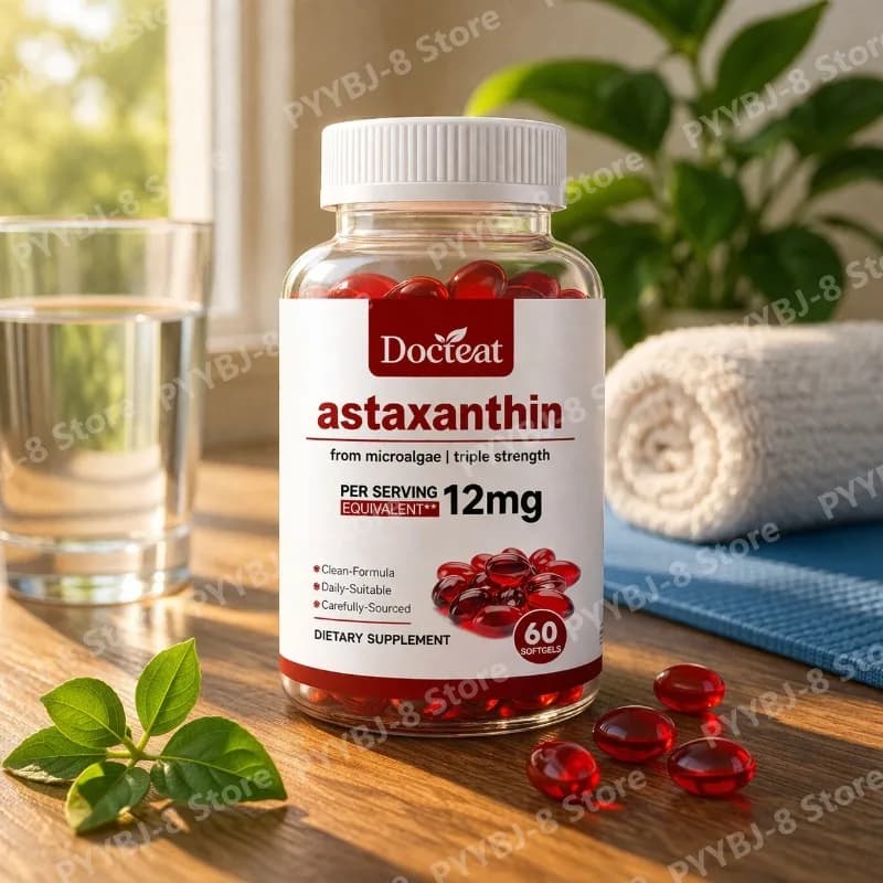 Capsule di Astaxantina 60 Softgel Integratore Quotidiano con 12mg di Astaxantina per Supportare la Salute di Pelle, Occhi, Articolazioni e Sistema Immunitario