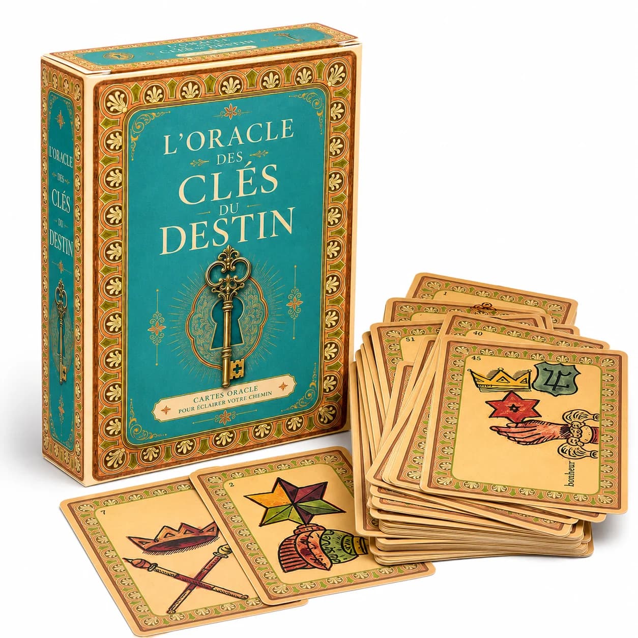 L Oracle Des Cles Du Destin Oracle Cards Deck 53 Symbolic Cards With Intuitive Guidebook Vintage French Style Divination Deck Fo