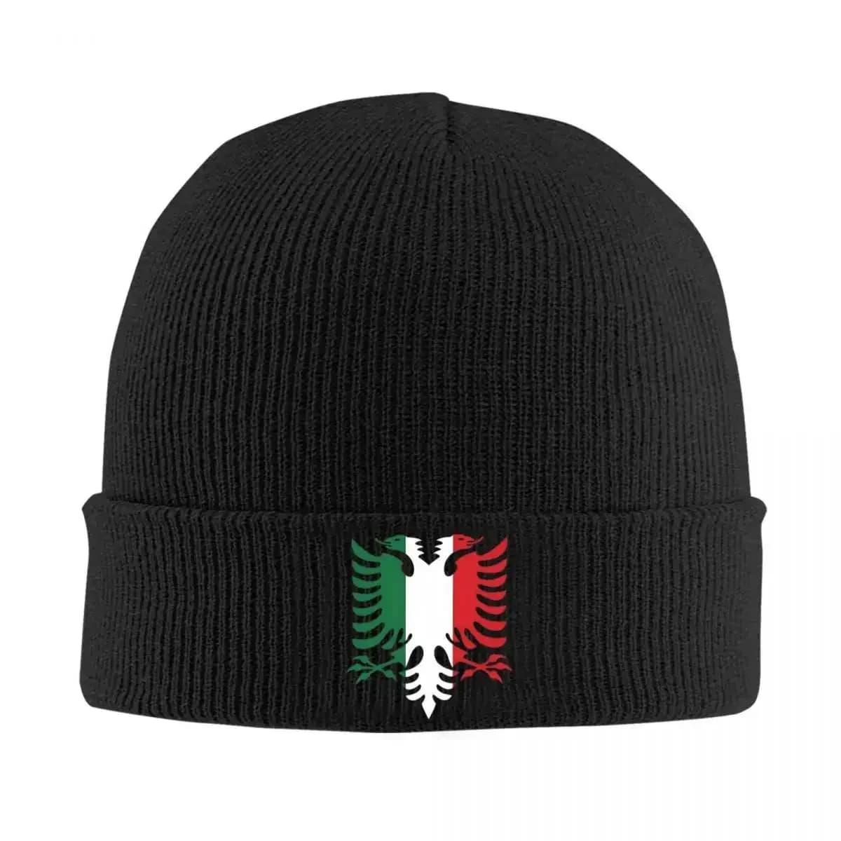 Nuovo Cappello Lavorato a Maglia con Bandiera Italia-Albania 2026 per Uomo e Donna, Berretto Invernale Caldo per Albanesi e Kosovo
