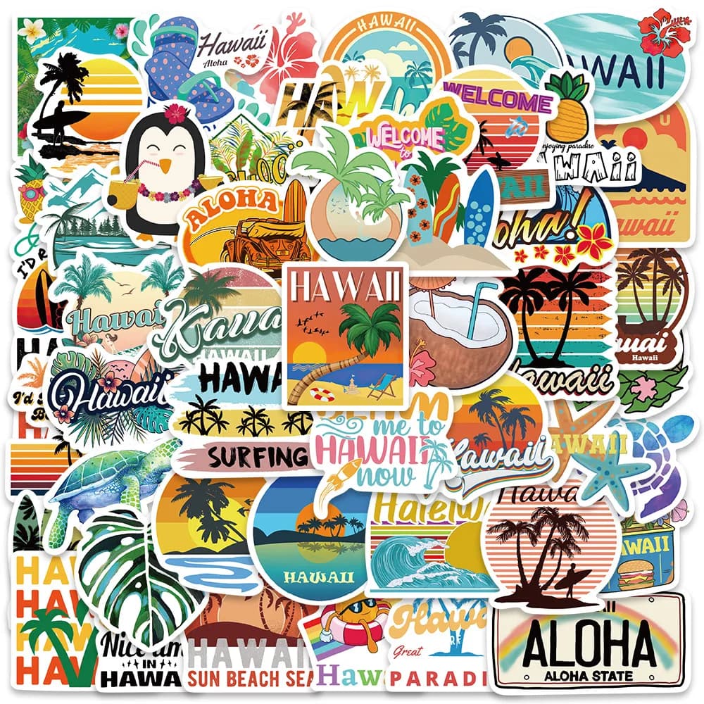 50 pezzi Hawaii Sea Beach adesivi graffiti fai da te laptop chitarra bagagli bici moto casco adesivi impermeabili