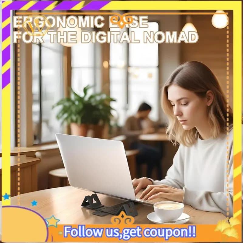 Ultimo supporto magnetico per laptop da viaggio regolabile per nomi digitali e viaggiatori d'affari. Compatto, pieghevole, per uso scrivania