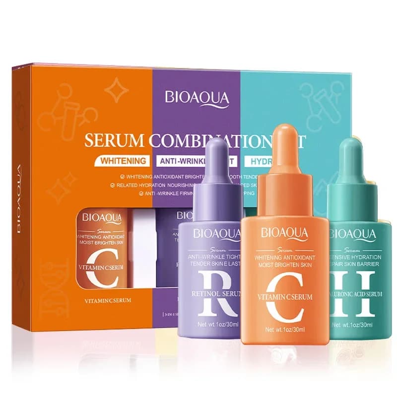 3 pcs BIOAQUA Vitamin C Retinol Hyaluronic Acid Serum Hydrating Face Anti Rugs Whitening Face Essence Skin Care Products