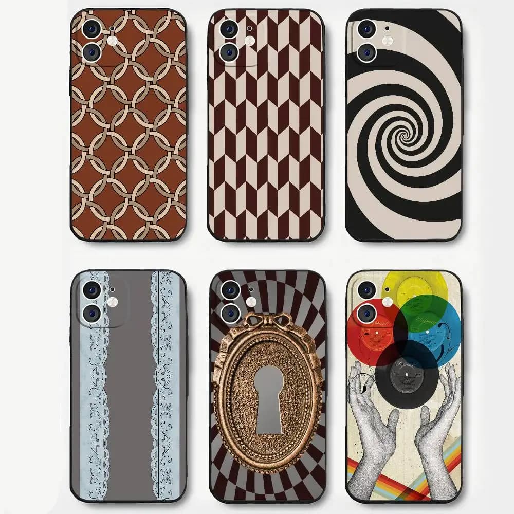 Vinyl discs Tennis Club Boemia Geometry Nostalgic Phone Case In Silicone Soft IPhone 16 15 14 13 12 11 Plus Pro Max Plus