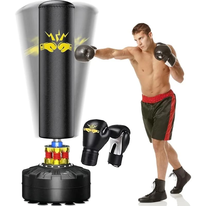Boxing bag with support, gloves, training equipment for 70''''-205 pounds, independent heavy boxing bag for adults, for gym at home