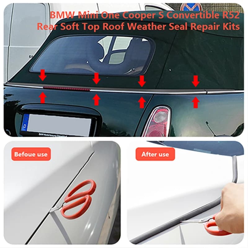 Kit di Riparazione Impermeabile Autoadesivo per Guarnizione Tetto Morbido Posteriore per BMW Mini Cooper S One R52 R57 Convertibile