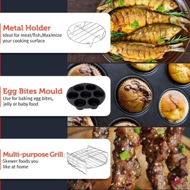 J6PE 6-7 Inch 9pcs High Quality Air Fryer Accessories For Gowise Cozyna and Secura Fit All 3.2 to 6.8QT