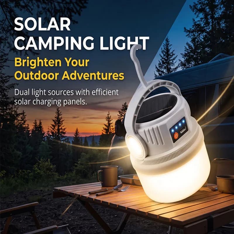 Solar Camping Light Waterproof Outdoor LED Bulb Rechargeable Portable Lantern Night BBQ Tent Outage Hanging Emergency Lamp