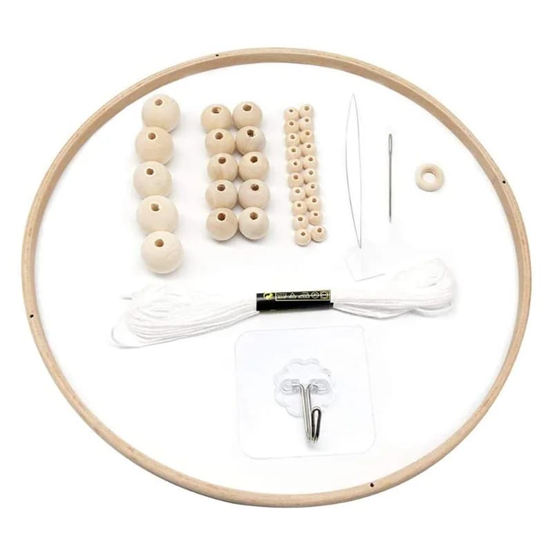 C2 Handmade Diy Wind Chimes Circle Nursery Wooden Mobile, Circular Semi-Circular Wood Wind Chime Craft Kit Decoration For Home