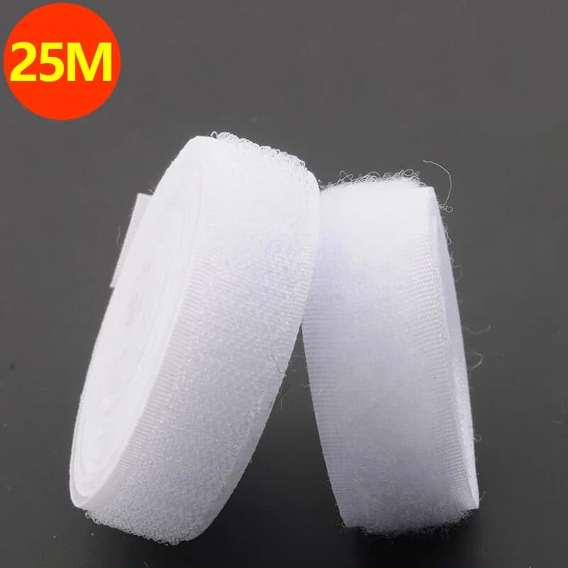Nastro in nylon bianco resistente da cucire con gancio e anello, non adesivo, da 1-25 metri, per abbigliamento fai-da-te e chiusure per borse, 20-50 mm
