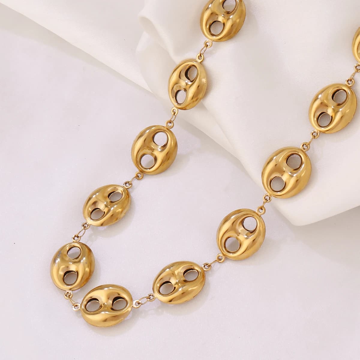 Collana a catena in chicchi di caffè in acciaio inossidabile 316L per le donne Moda color oro con ciondoli in chicchi di caffè Collane a catena Gioielli Femme