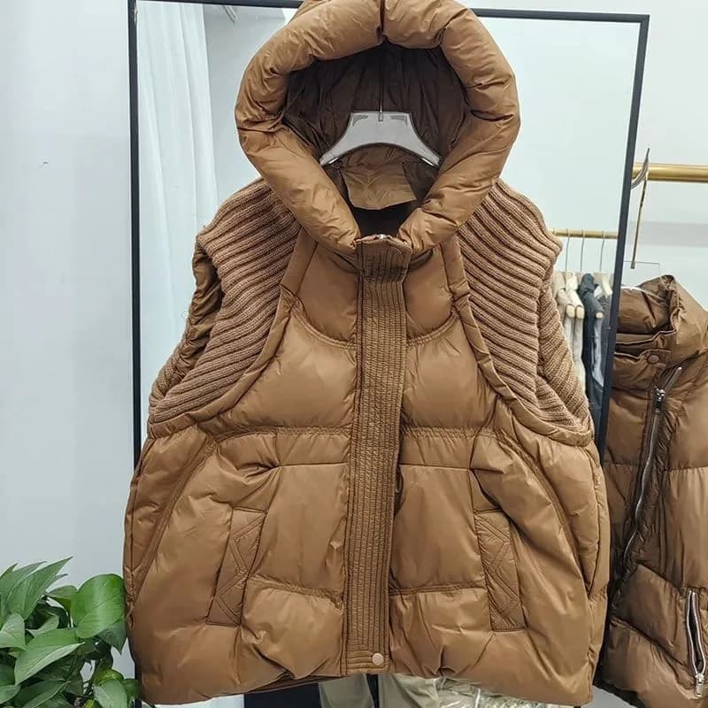 Women's Vest Women's Jackets Extra-large Hooded Down Cotton Vest Women's Autumn and Winter new fat mm Loose Sleeveless Vest Coat