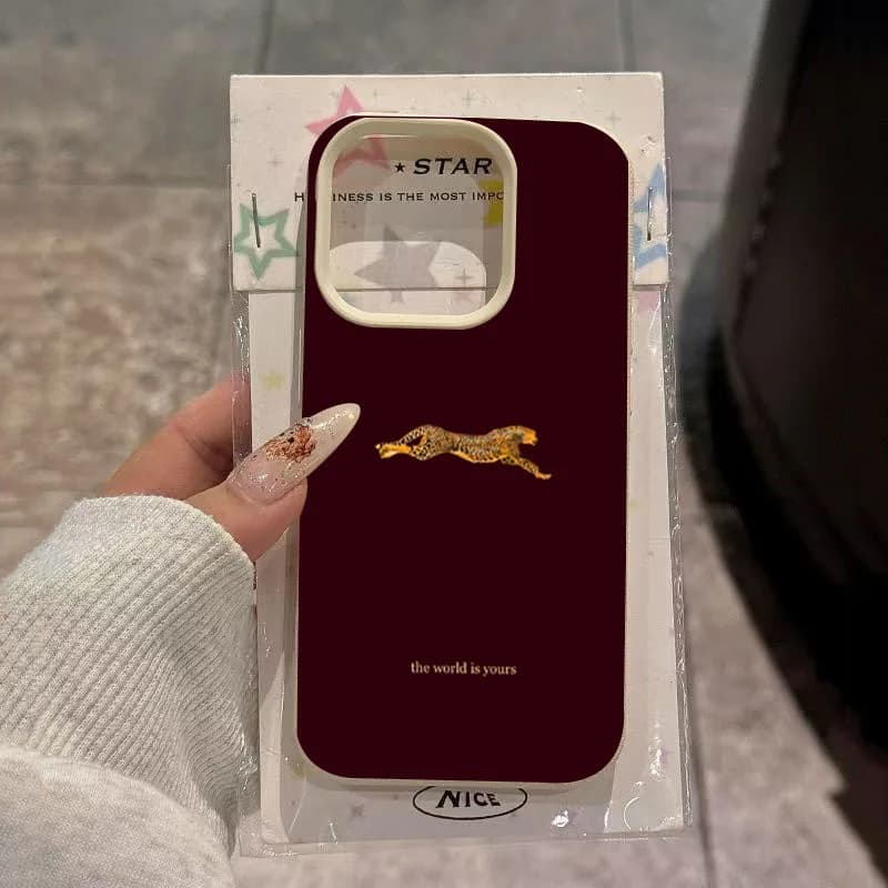 Cover Morbida Trendy con Motivo Leopardo Minimalista per iPhone 17 Pro 16 15 14 Plus 13 12 11 Pro Max 17Air XR XS Max