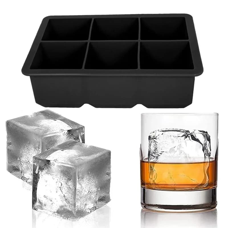 Stampo in silicone a 6 scomparti per cubetti di ghiaccio 2026, grande vassoio non tossico e resistente per cubetti di ghiaccio, ideale per bar, pub e blocchi di ghiaccio per il vino