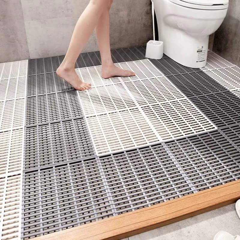 Tappetino per doccia antiscivolo in TPE, piastrella per pavimento di drenaggio ad incastro, tagliabile ad asciugatura rapida, bagno, WC, balcone, pavimento antiscivolo impermeabile