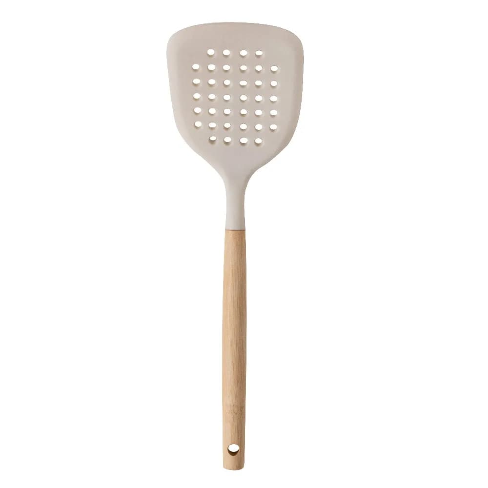 Heat Resistant Flexible Silicone Slotted Turner Spatula 12.8 Inch Extra Long Kitchen Flipper for Nonstick Pans Griddle with Natural Ergonomic Bamboo Wood Handle for Frying Eggs Pancakes Burgers