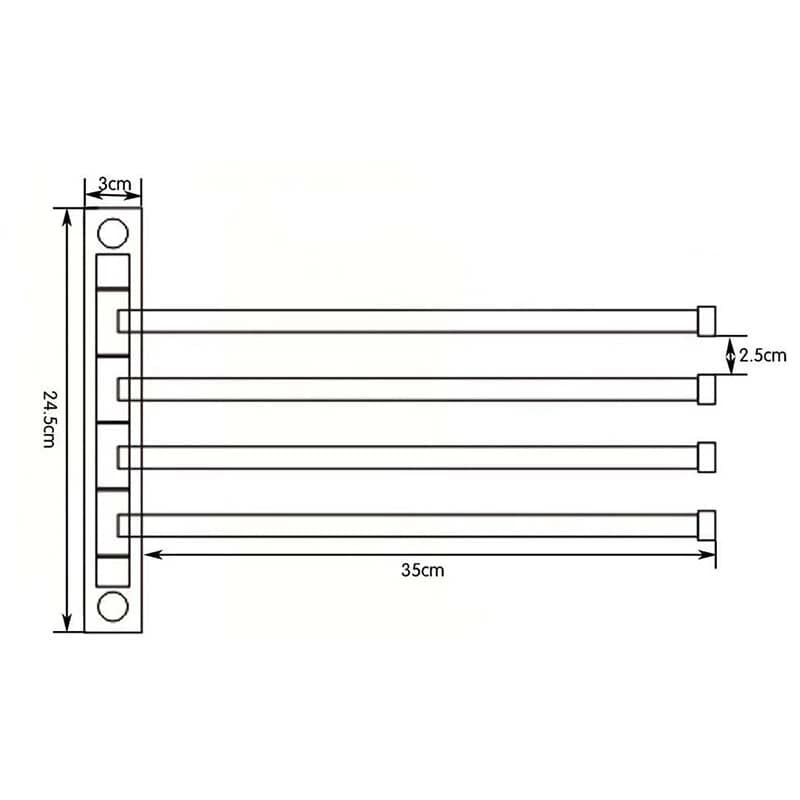 AA19 Portasciugamani oscillante a parete - Portasciugamani da bagno in acciaio inossidabile a 4 bracci, portasciugamani girevole per bagno/cucina