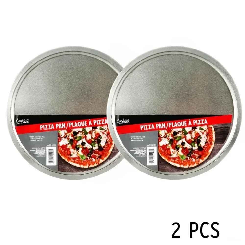 2 teglie per pizza rotonde antiaderenti in acciaio inossidabile argento da 12 pollici, resistenti e affidabili, facili da lavare per la cottura