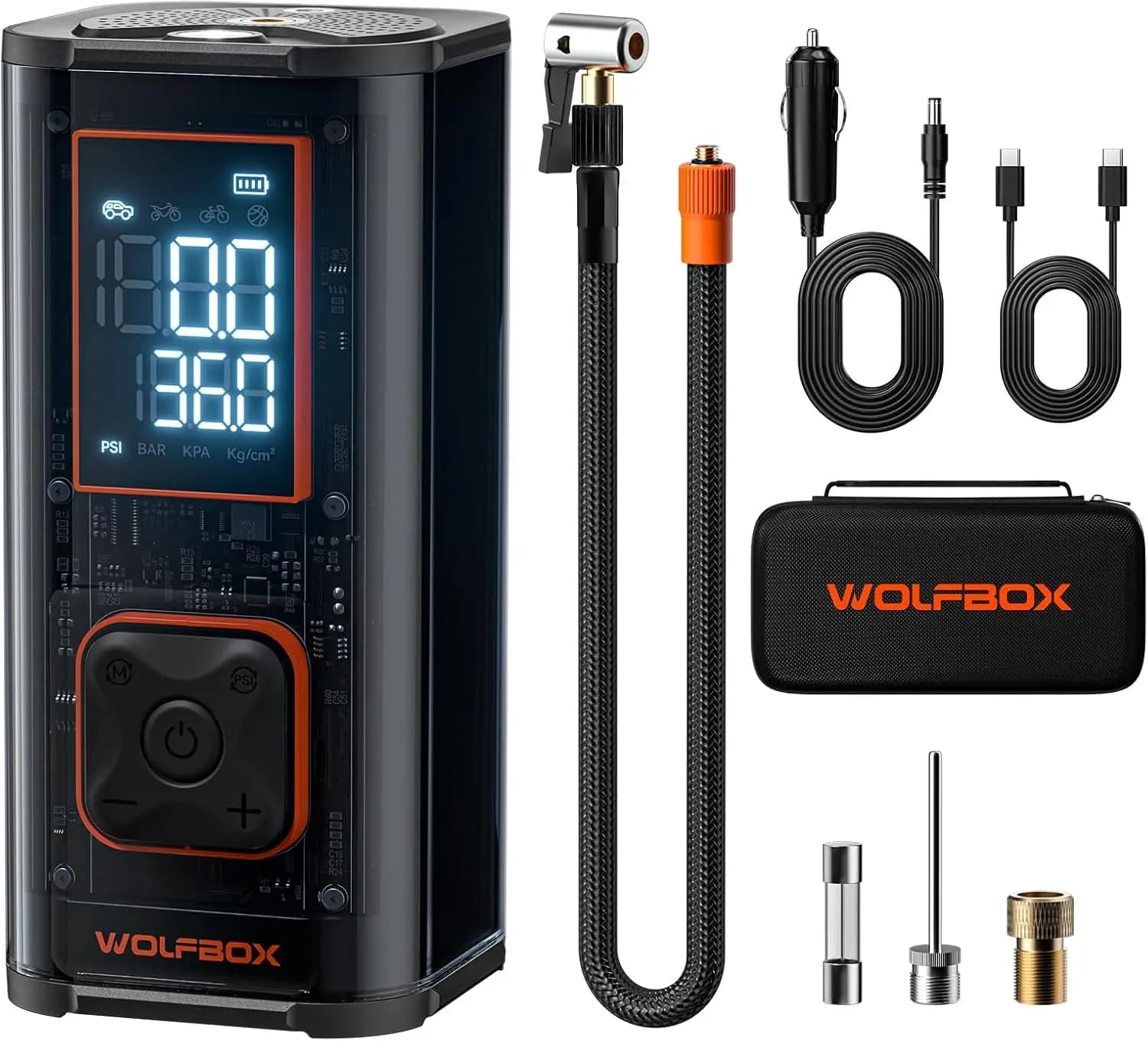 Compressore d'Aria Professionale 150PSI, Pompa Rapida a Doppio Cilindro 45LPM per Pneumatici Auto, Display LED 3.5'', Tubo 20'', per Auto, Camion, Biciclette