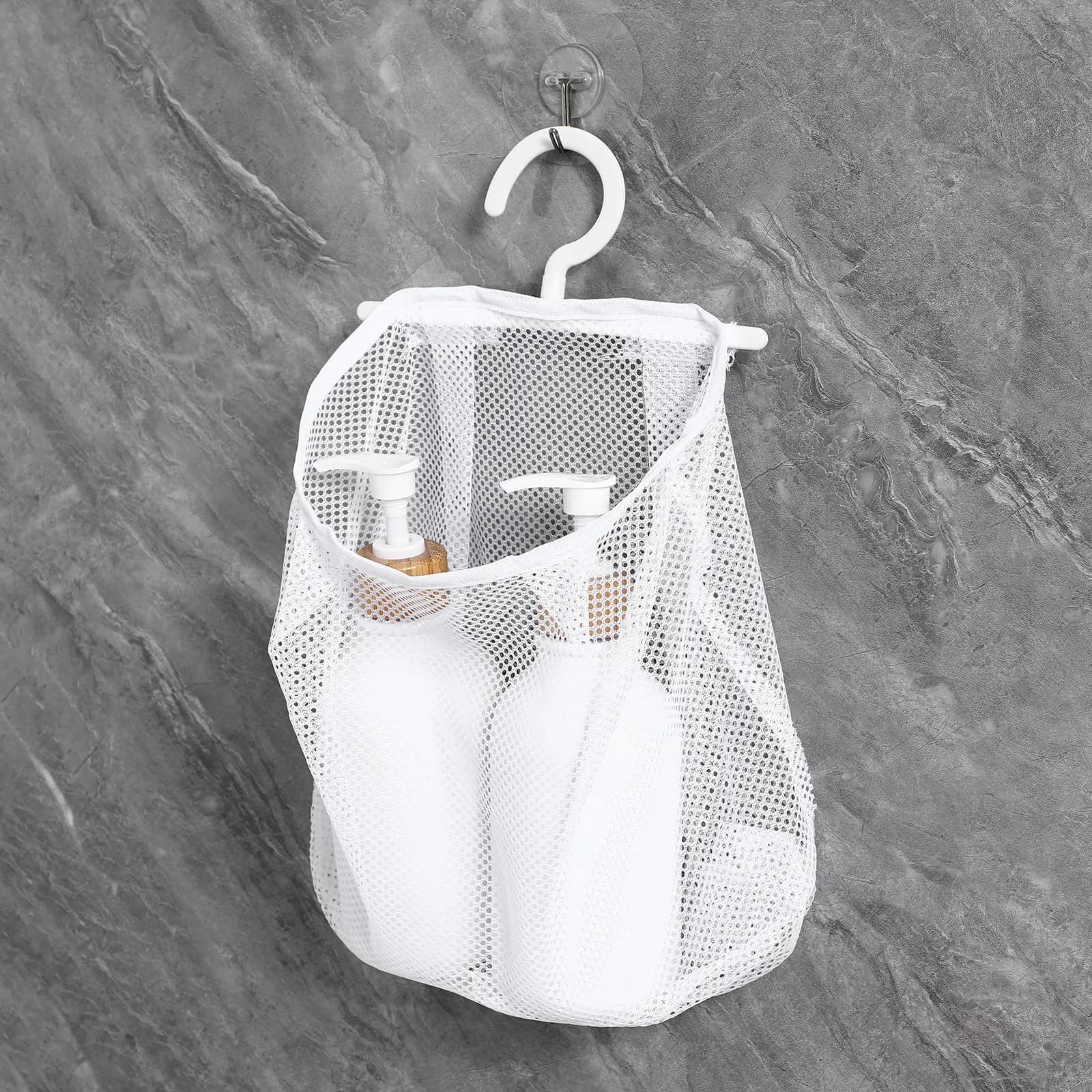 Hanging Mesh Bag 34.7x27.6cm Breathable Clothespin Organizer Multi-Functional Laundry Storage Kitchen Bathroom Hanging Mesh Bag