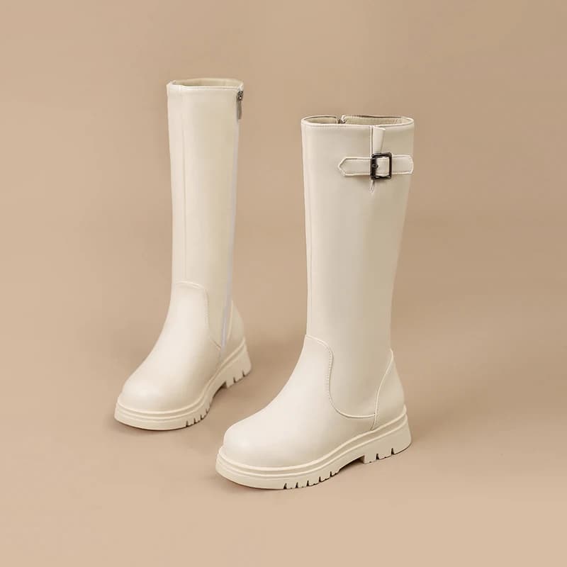 Nuove ragazze stivali lunghi principessa scarpe per bambini moda piatta autunno inverno stivali casual in pelle studente bambino prestazioni bambini