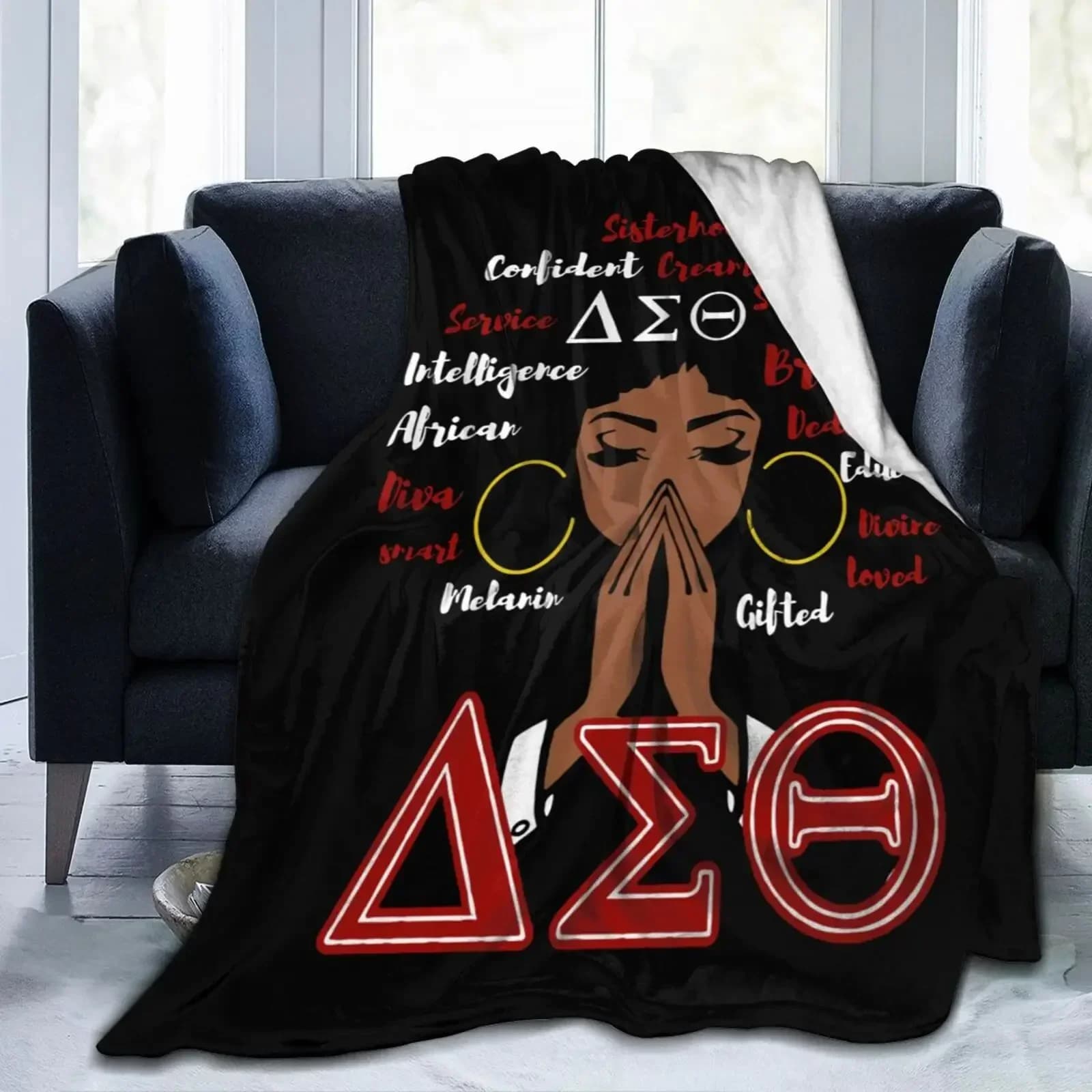 Delta Sorority D Stampa Coperta da tiro Calda fodera per divano in pile DST Sigma Theta Arazzo per divano letto camera da letto