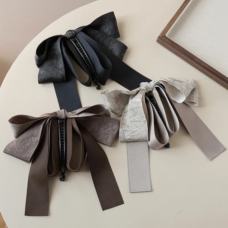 New Dyeing Bow Banana Clip High Ponytail Hair Clip Original Twist Clip High-End Temperament Vertical Clip Hair Clip Female