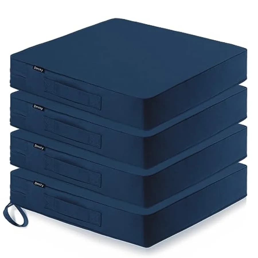 Cuscino per sedia da patio 19 x 19 x 3,7 pollici, cuscini per sedie da esterno per mobili da giardino, cuscini impermeabili con lacci per divano da giardino