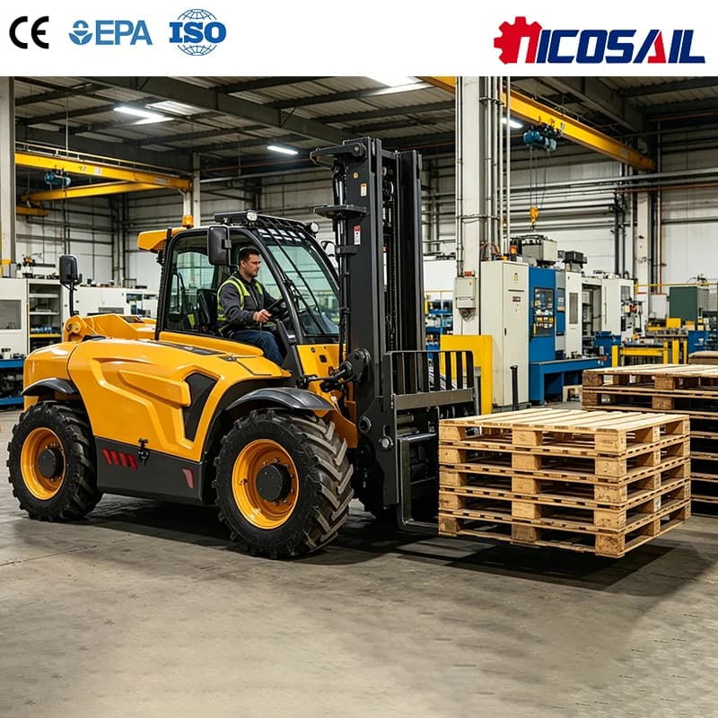 Custom OEM Nicosail Compact Telescopic Forklift, Low Overall Height 2400mm, Flexible for Limited Space Operation