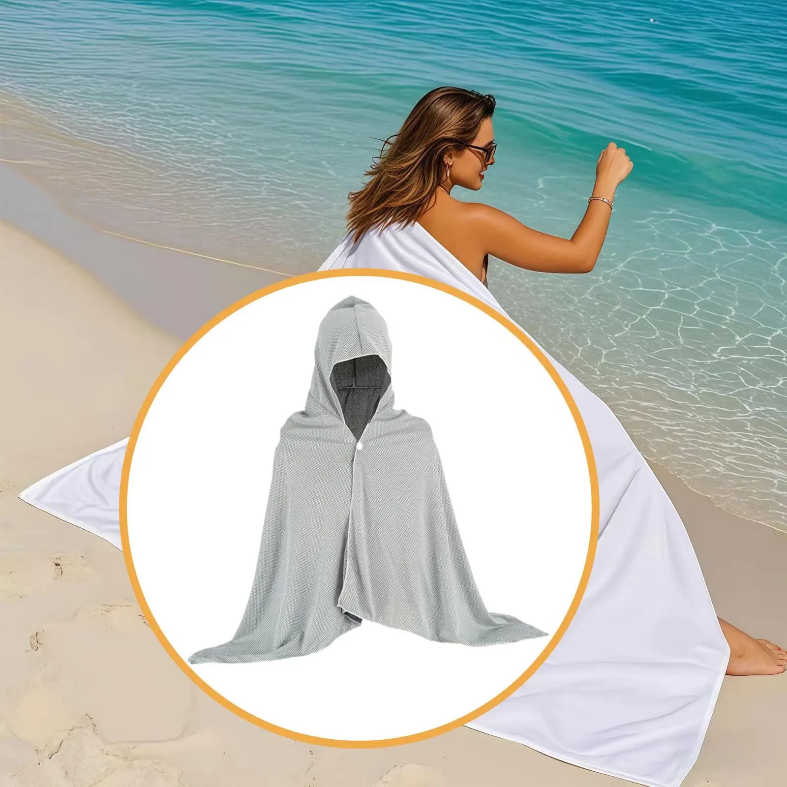 Poncho with Refreshing Hood, Light towel and Nuoto absorbent, Surf, Bathroom and Beach
