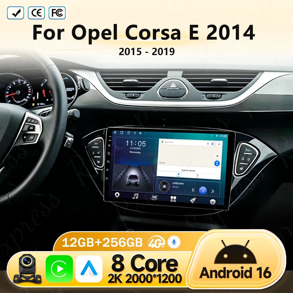 Carplay 2 Din Android 16 Car Radio Audio Multimedia For Opel Corsa E 2014 2015 - 2019 GPS Navigation Auto Stereo Monitor BT WIFI